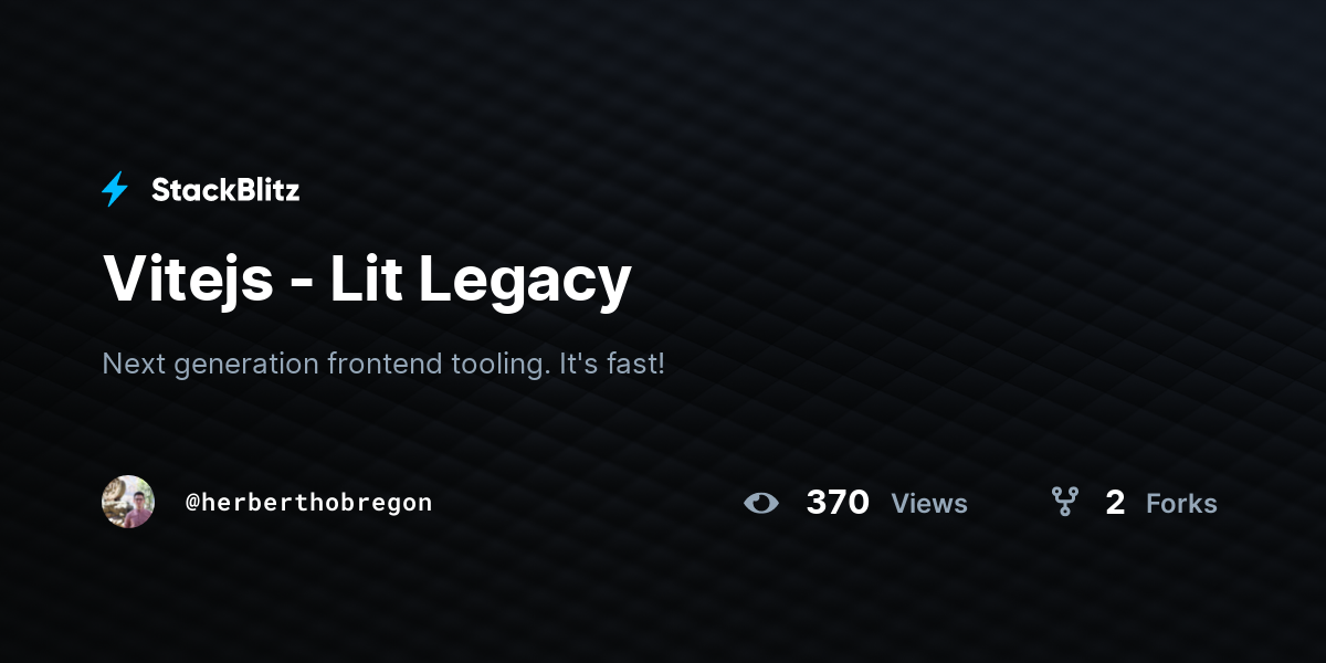 Vitejs - Lit Legacy - StackBlitz