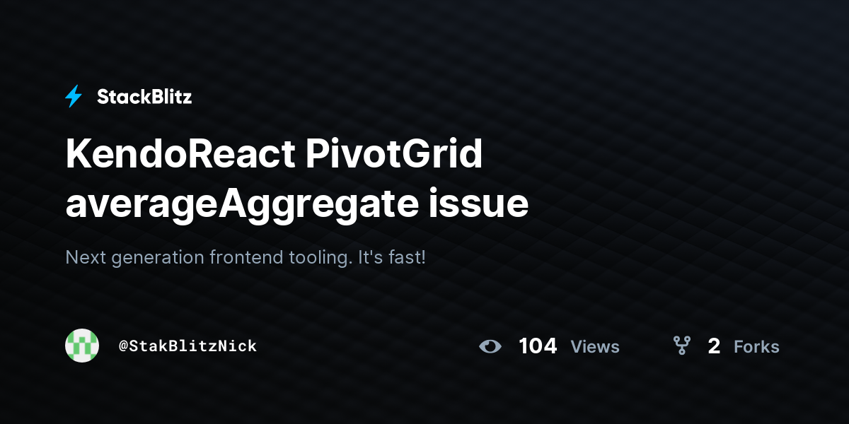 KendoReact PivotGrid averageAggregate issue - StackBlitz