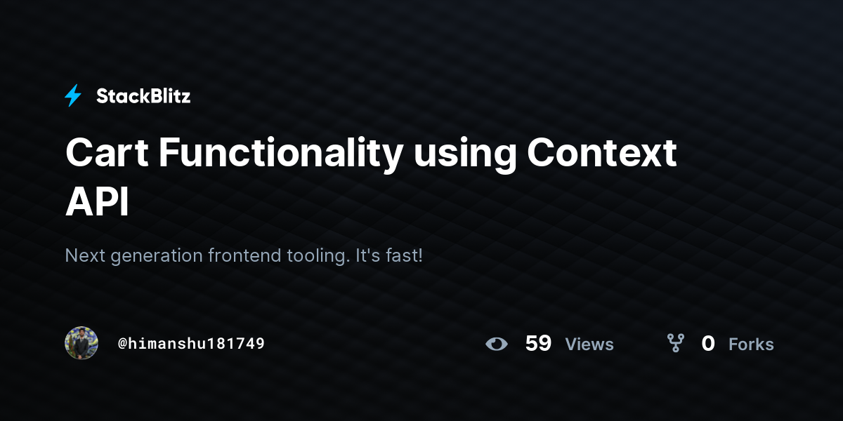 Cart Functionality using Context API - StackBlitz