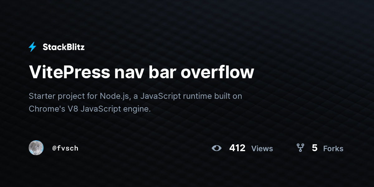 VitePress nav bar overflow - StackBlitz