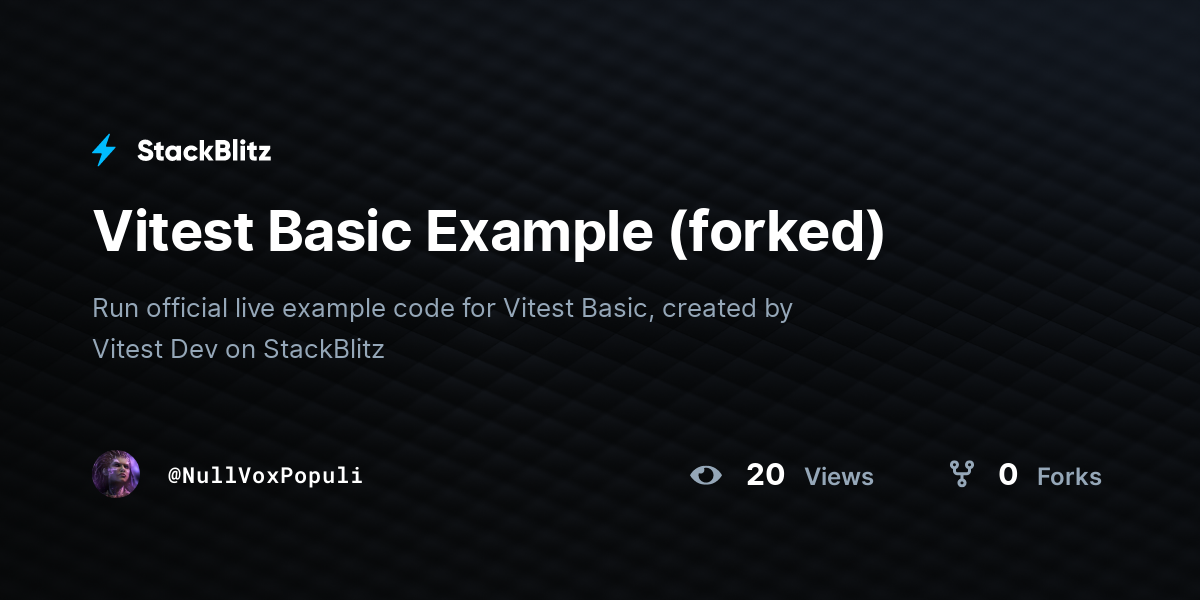 Vitest Basic Example (forked) - StackBlitz