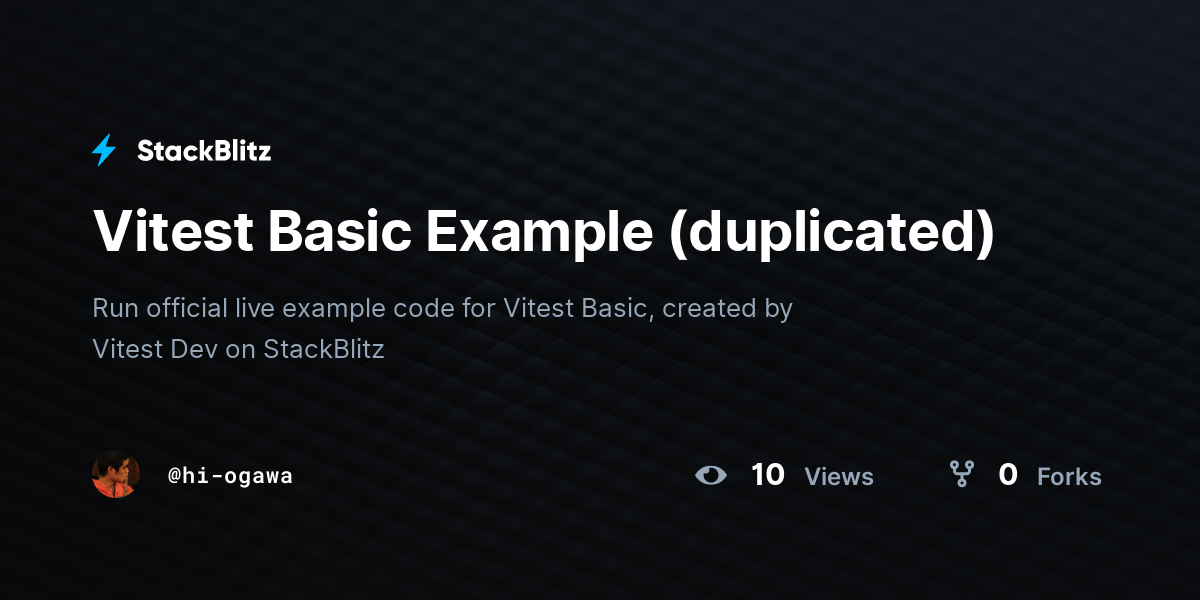 Vitest Basic Example (duplicated) - StackBlitz