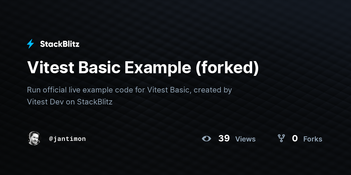 Vitest Basic Example (forked) - StackBlitz