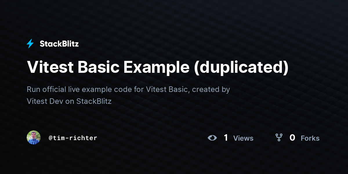 Vitest Basic Example (duplicated) - StackBlitz