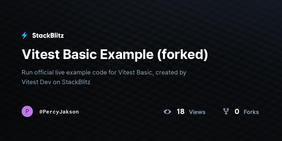 Vitest Basic Example (forked) - StackBlitz
