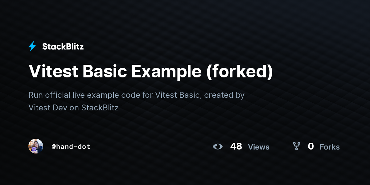 Vitest Basic Example (forked) - StackBlitz