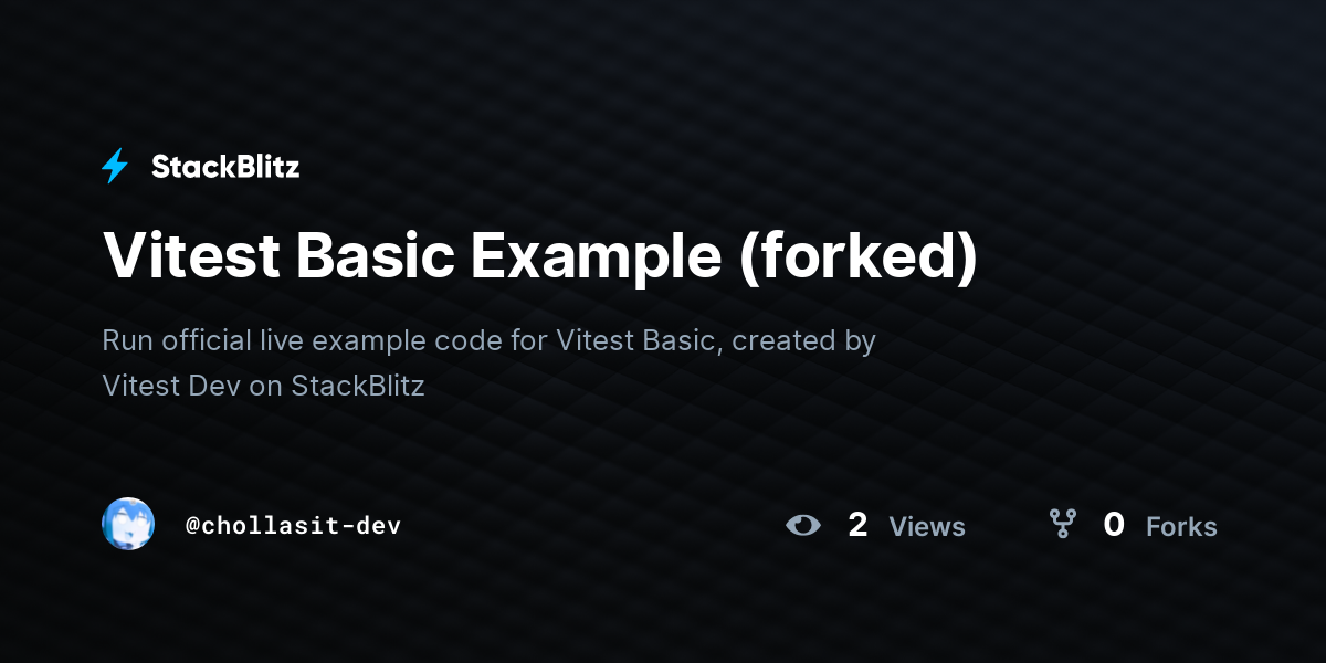 Vitest Basic Example (forked) - StackBlitz