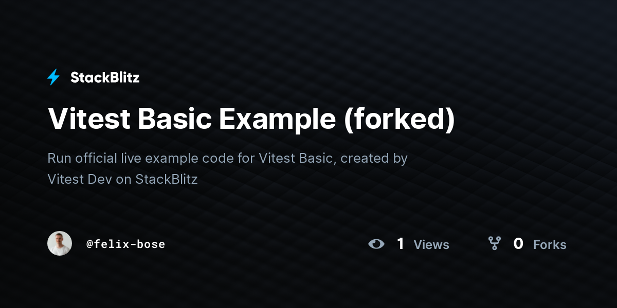 Vitest Basic Example (forked) - StackBlitz