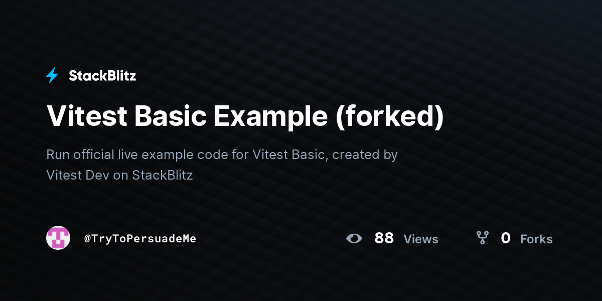 Vitest Basic Example (forked) - StackBlitz