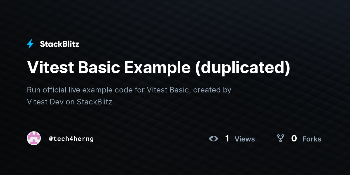 Vitest Basic Example (duplicated) - StackBlitz