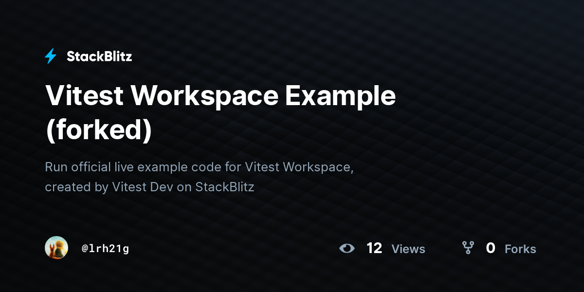 Vitest Workspace Example (forked) - StackBlitz