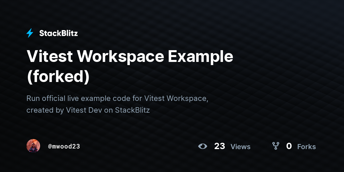 Vitest Workspace Example (forked) - StackBlitz