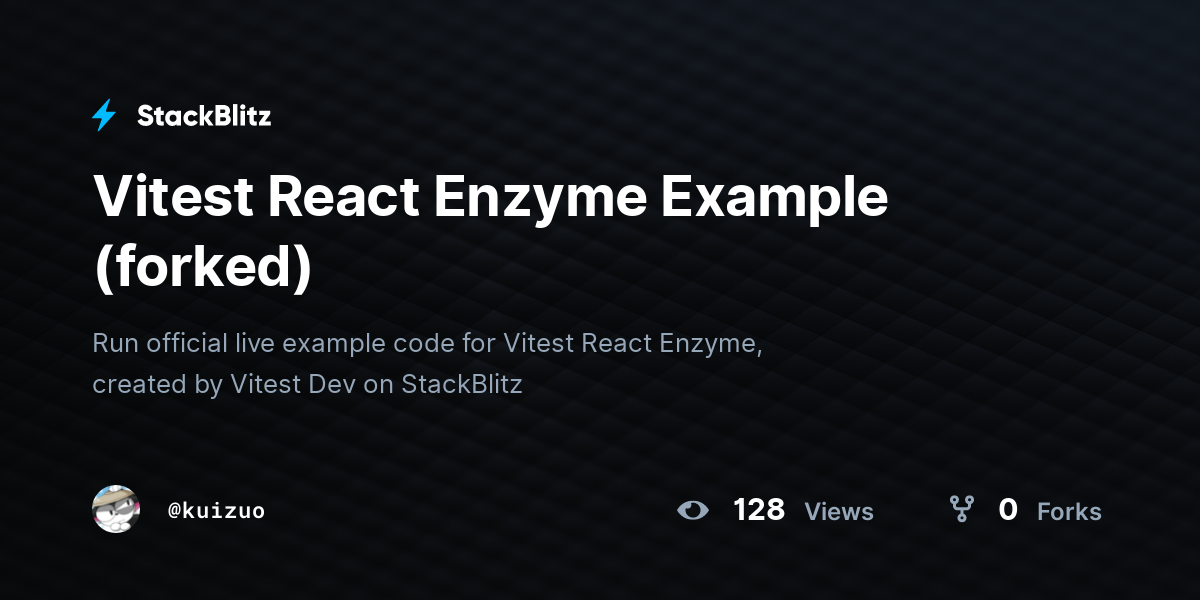 Vitest React Enzyme Example (forked) - StackBlitz