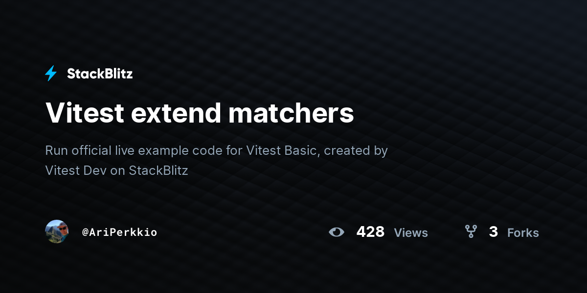 Vitest extend matchers - StackBlitz
