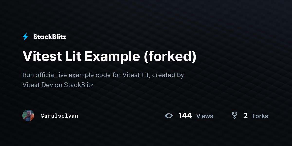 Vitest Lit Example (forked) - StackBlitz