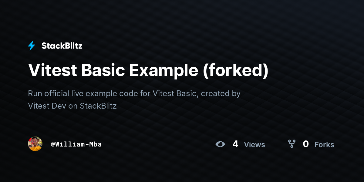 Vitest Basic Example (forked) - StackBlitz