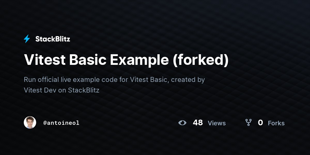 Vitest Basic Example (forked) - StackBlitz