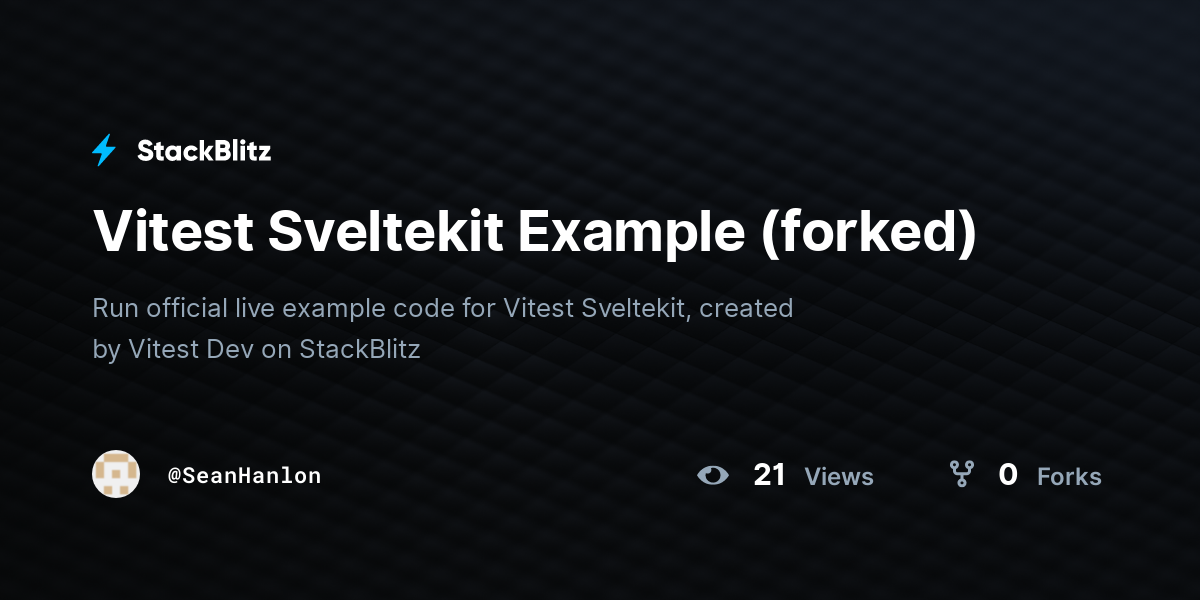 Vitest Sveltekit Example (forked) - StackBlitz