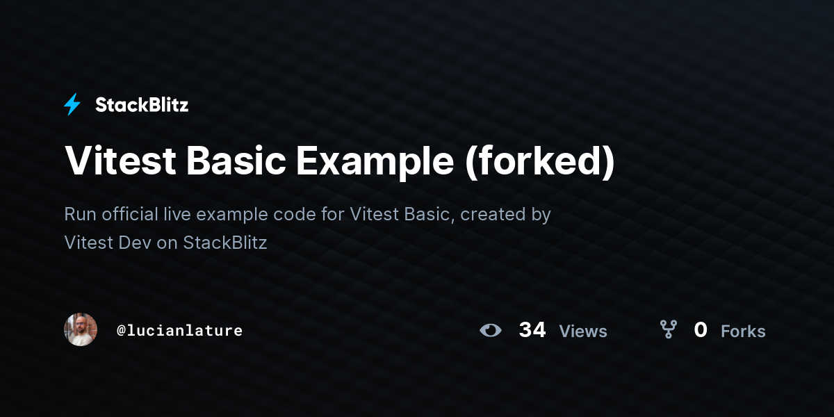 Vitest Basic Example (forked) - StackBlitz