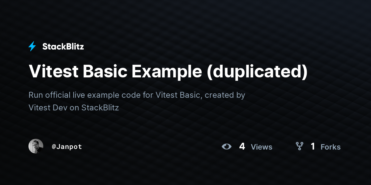 Vitest Basic Example (duplicated) - StackBlitz