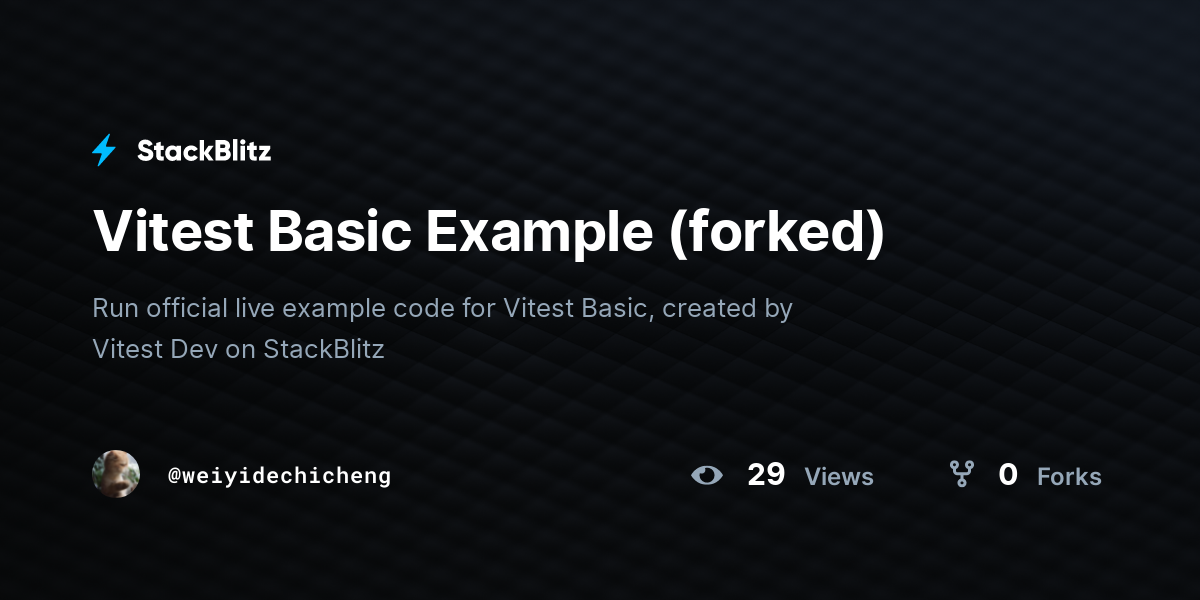 Vitest Basic Example (forked) - StackBlitz