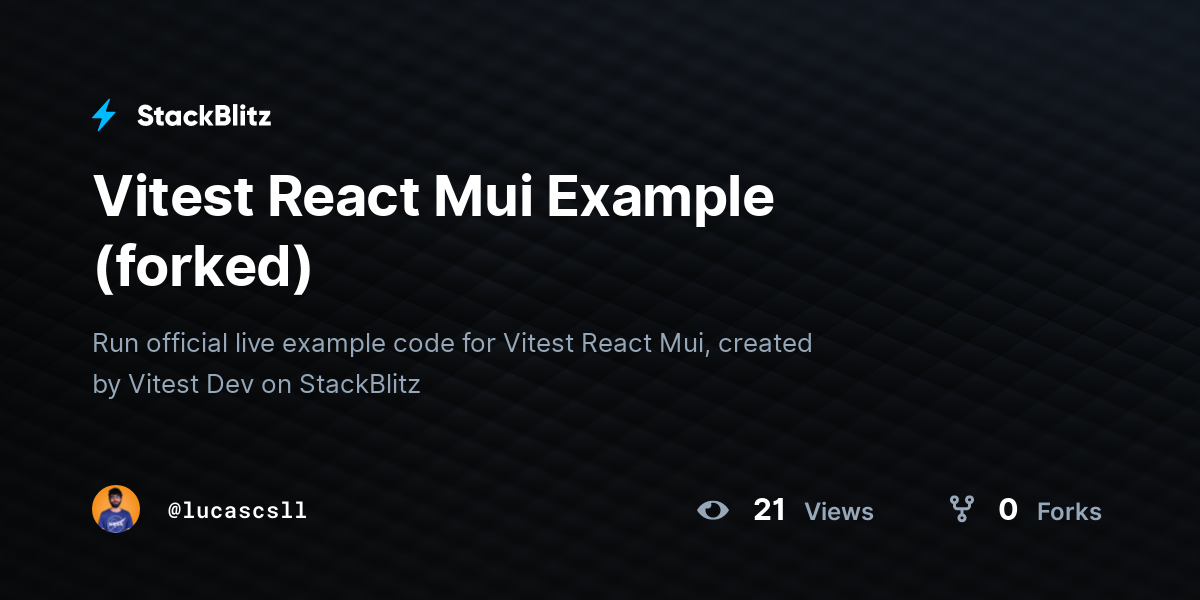 Vitest React Mui Example (forked) - StackBlitz