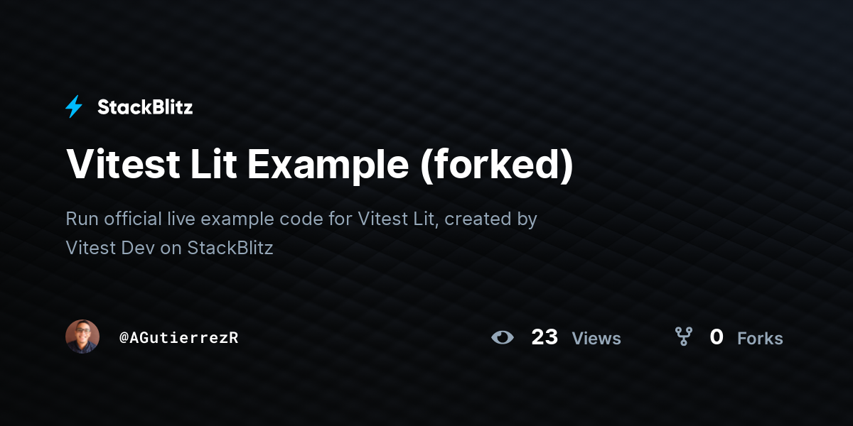 Vitest Lit Example (forked) - StackBlitz