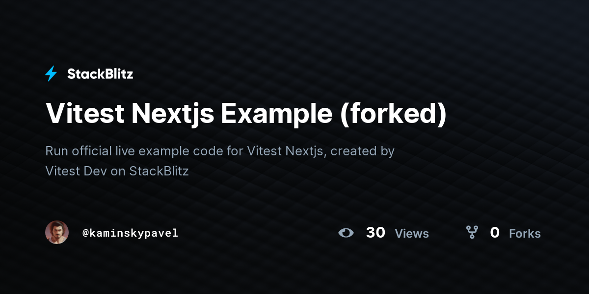 Vitest Nextjs Example (forked) - StackBlitz