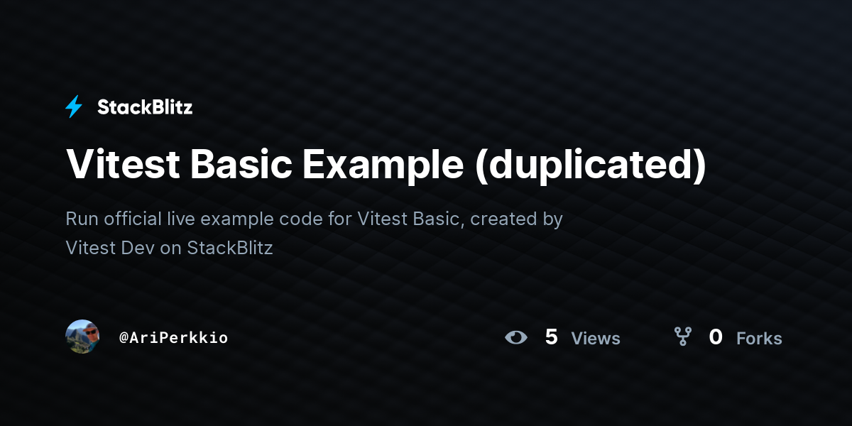 Vitest Basic Example (duplicated) - StackBlitz