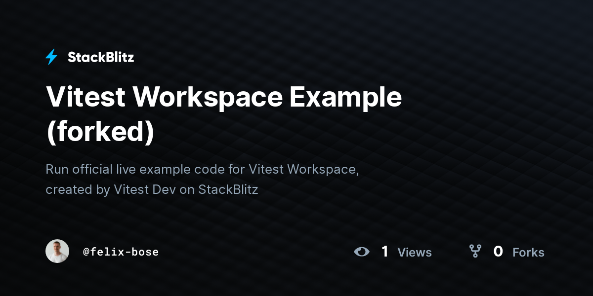 Vitest Workspace Example (forked) - StackBlitz