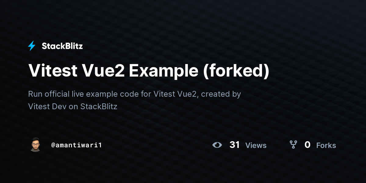 Vitest Vue2 Example (forked) - StackBlitz
