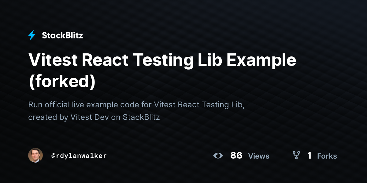 Vitest React Testing Lib Example (forked) - StackBlitz