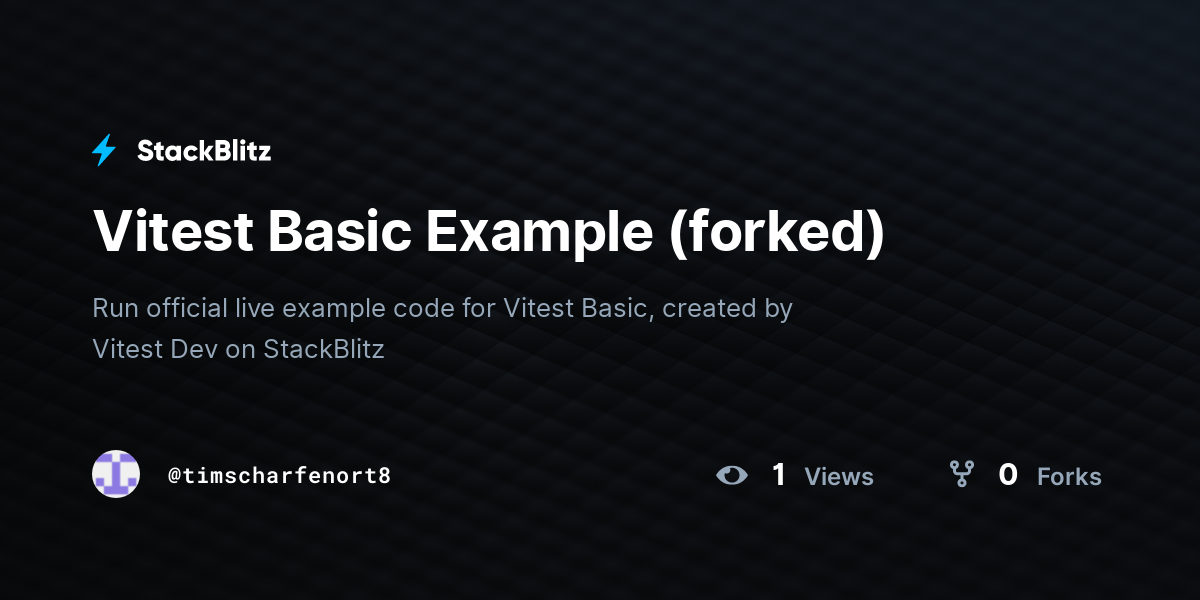 Vitest Basic Example (forked) - StackBlitz