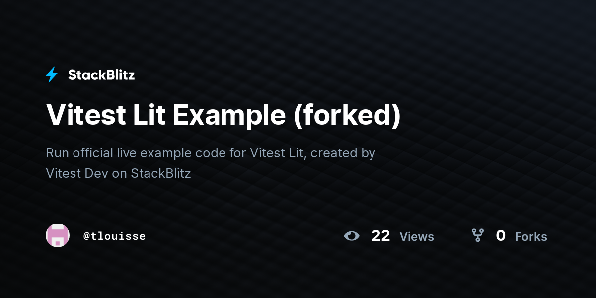 Vitest Lit Example (forked) - StackBlitz