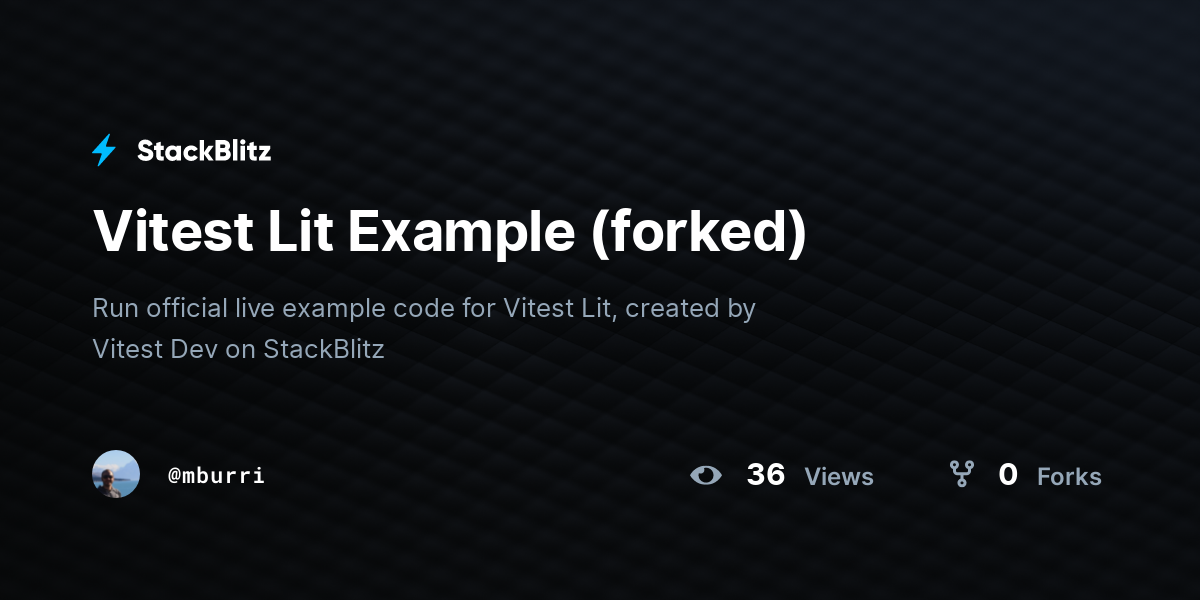 Vitest Lit Example (forked) - StackBlitz