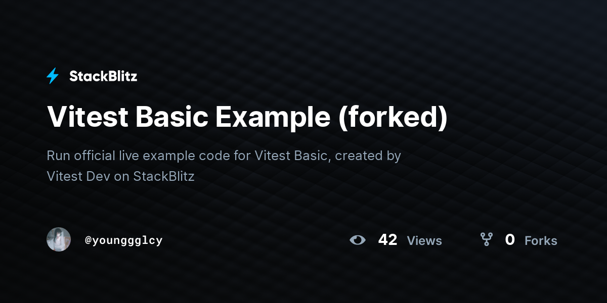 Vitest Basic Example (forked) - StackBlitz