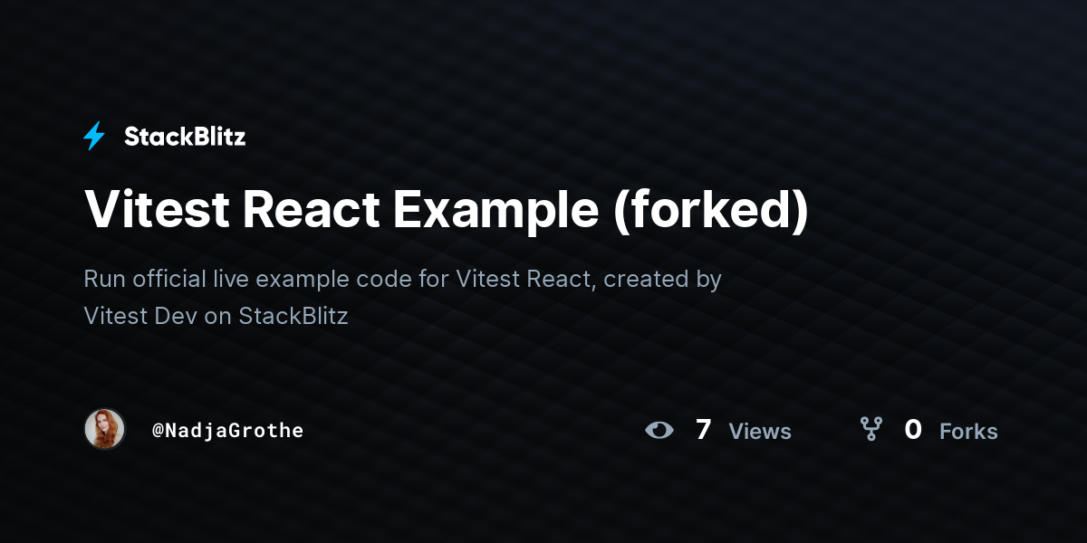 Vitest React Example (forked) - StackBlitz