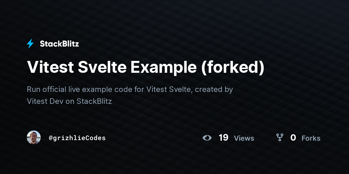 Vitest Svelte Example (forked) - StackBlitz