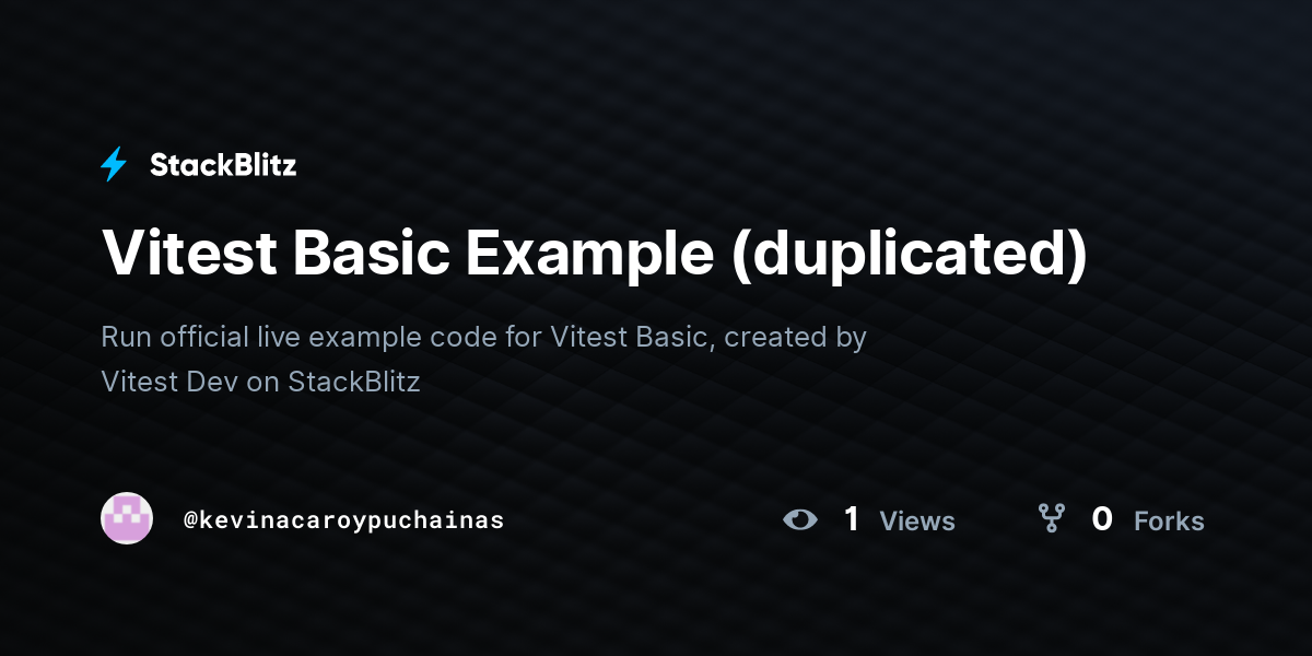 Vitest Basic Example (duplicated) - StackBlitz