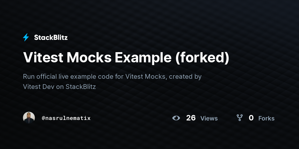 Vitest Mocks Example (forked) - StackBlitz
