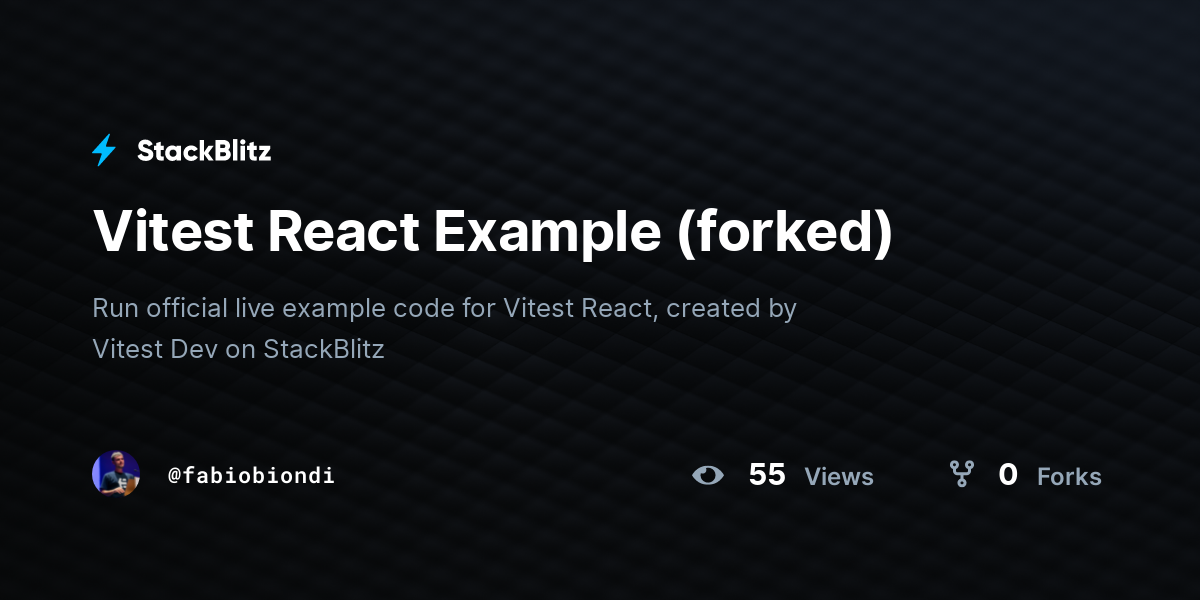 Vitest React Example (forked) - StackBlitz