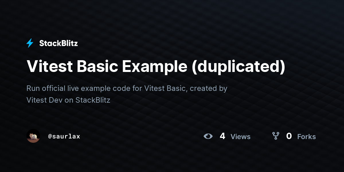 Vitest Basic Example (duplicated) - StackBlitz