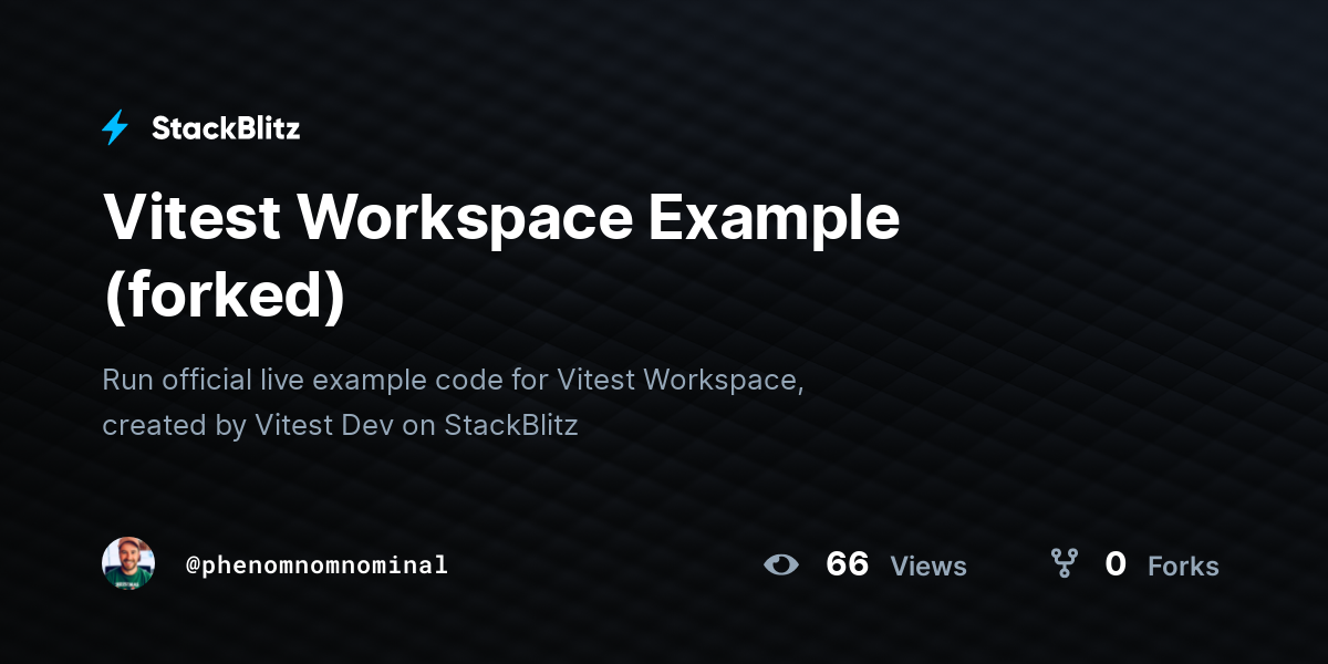 Vitest Workspace Example (forked) - StackBlitz
