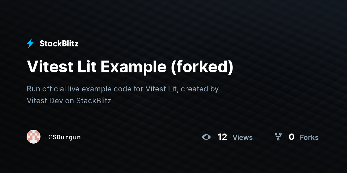 Vitest Lit Example (forked) - StackBlitz