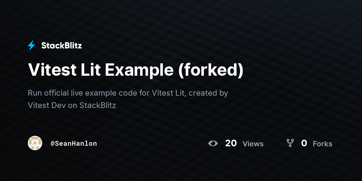 Vitest Lit Example (forked) - StackBlitz