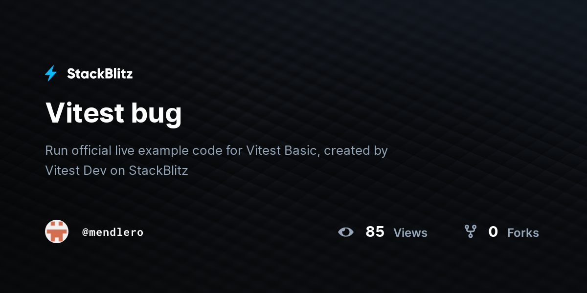 Vitest bug - StackBlitz