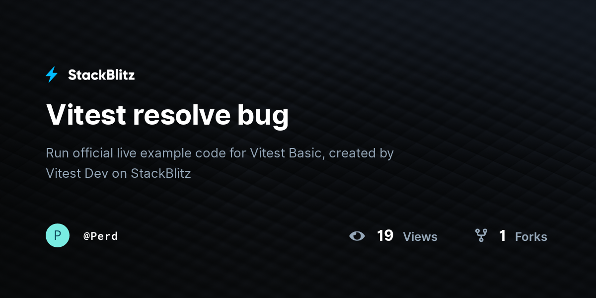 Vitest resolve bug - StackBlitz
