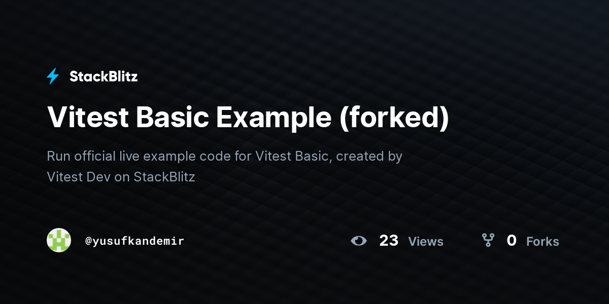 Vitest Basic Example (forked) - StackBlitz