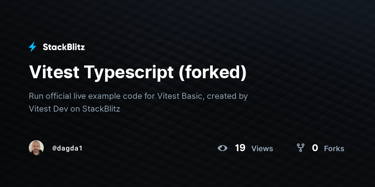 Vitest Typescript (forked) - StackBlitz