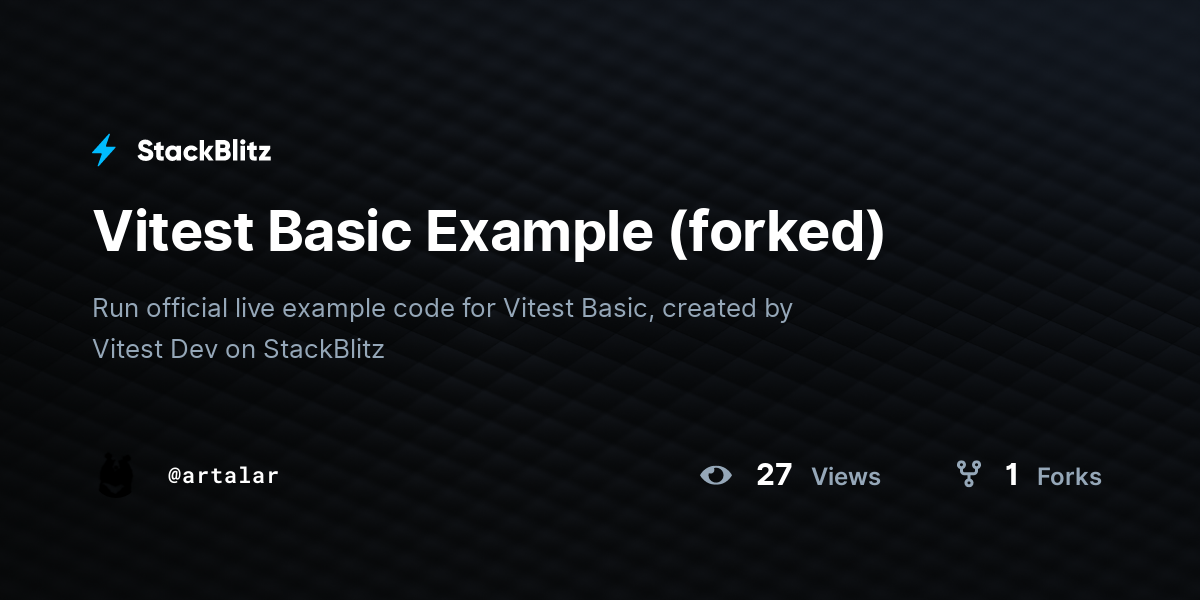 Vitest Basic Example (forked) - StackBlitz